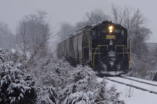 The Valley Local heads through Verona, VA on its way home to Staunton, VA in a Hefty Snow Storm