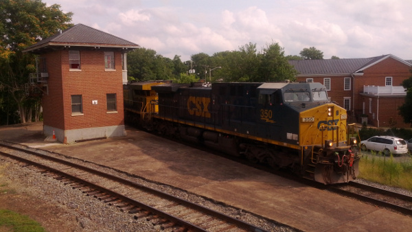 Westbound CSX passes old C&O G-Tower on the Buckingham Branch Mainline