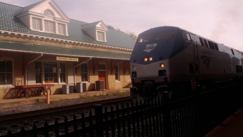 Amtrak passes old Orange VA station
